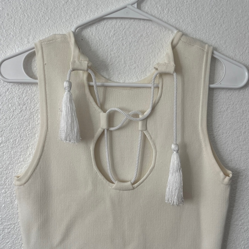 Jonathan Simkhai women’s white cream lace-up pique knit bodycon dress size small - Picture 5 of 6